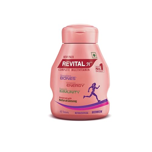 Revital H For Woman With Multivitamins, Calcium, Zinc & Natural Ginseng For Daily Immunity Strong Bones, And Enhances Energy Level – 60 Tablets