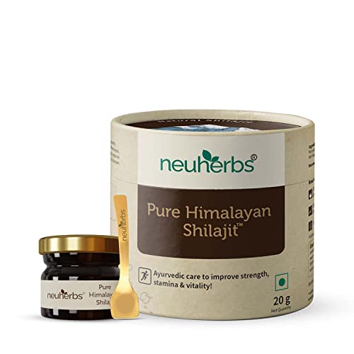 Neuherbs Pure & Original 100% Ayurvedic Himalayan Shilajit/Shilajeet Resin 20G With 75% Fulvic Acid Gel – For Endurance, Stamina And Strength | Lab Tested