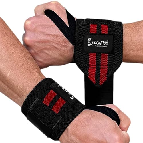 Cocaktoo Eco-Trust Wrist Wraps| Wrist Supporter For Gym|Wrist Band For Men Gym & Women With Thumb, Length-18 Inch Width- 3 Inch (Red)