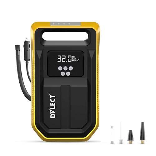 Dylect Smart Digital Tyre Inflator Pump For Cars With 22Mm Cylinder, 120Watts Power, Up To 150 Psi, Digital Display, Led Light, Auto Cut-Off, Lightweight And Portable (Turbo Inflate 200)