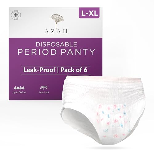 Azah Disposable Period Panties For Women (L-Xl Pack Of 6) | Leak Proof Disposable Panties After Delivery | 360° Coverage | Heavy Flow | Overnight Protection | Rash Free Period Panty