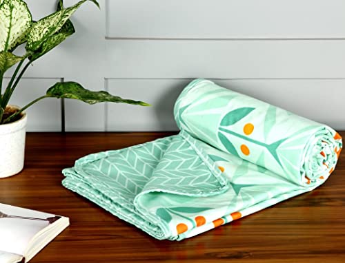 Bsb Home Pure Cotton 120 Gsm Reversible Soft Lightweight Printed Single Bed Blanket/Ac Dohar/Skin Friendly Dohar-152 X 225 Cm-Light Green