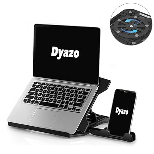 Dyazo Adjustable Tabletop Laptop Stand Riser Ventilated Portable Foldable Compatible For Macbook Notebook 12 Inches/30Cm /13 Inches /33Cm/14.1 Inches/35Cm/15.6 Inches39.6Cm Laptops With Rotation Base