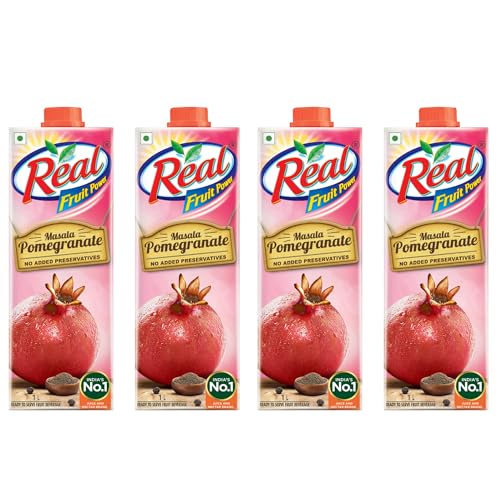 Dabur Real Masala Pomegranate Fruit Juice-1L (Pack Of 4)| No Added Preservatives, No Artificial Colours & Flavours|Chatpata Masala|Fruit Nutrition|Tasty, Refreshing & Energizing Fruit Drink