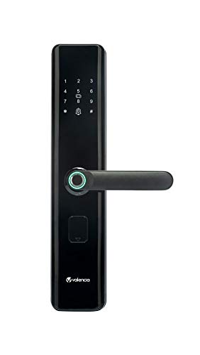 Valencia- Hola Smart Door Lock With Fingerprint, Rfid, Pin Access & Key Access, Black,Glass