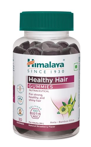 Himalaya Hair Health Gummies | Pack Of 30| For Strong, Healthy, Shiny Hair | 100% Rda Biotin |Gelatin-Free, Fruit Based Gummies | 100% Vegetarian