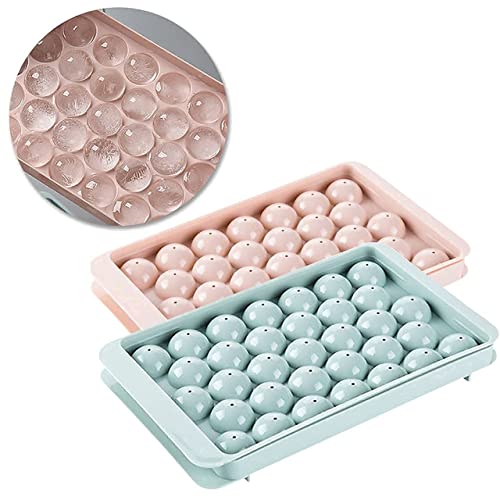 Mehrahome (Big Size) Ice Cube Tray Round 33 Grid Mini Circle Making Sphere Ball Mold For Freezer,Ice Cube Trays For Freezer With Lid,Reusable Flexible Ice Trays For Freezer,Ice Cube Maker (1)