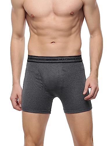 Macroman M-Series Men’S Pure Cotton Classic Regular Fit Solid Trunks (Pack Of 2) (M572_Black Melange_S)