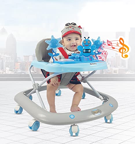 Dash Butterfly Baby Walker With 3 Position Adjustable Height Music & Light, Foldable Activity Walker, Baby 6-18 Months Boy, Walker For Kids (Capacity 20Kg | Blue)