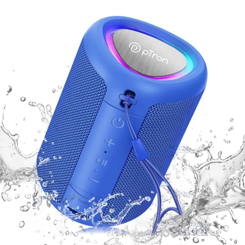 Ptron Fusion Mount Mini Bluetooth Speaker, 12W Hd Sound, Beat Synced Rgb Lights, 10Hrs Playtime, Multi-Playback Modes-Bt5.1/Tf Card/Aux-In Port, Ipx4 Water Resistant Speaker & Type-C Charging (Blue)