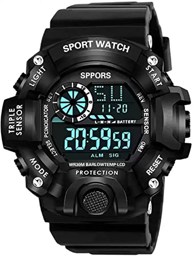 Selloria Silicone Digital Watch Shockproof Multi-Functional Automatic Black Color Strap Waterproof Digital Sports Watch For Mens Kids Watch For Boys, Men Pack Of 1, Water Resistance