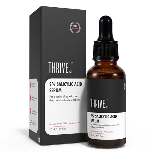 Thriveco 2% Salicylic Acid Serum For Acne & Clogged Pores | Clears Dead Skin & Reduces Excess Sebum | For Men & Women | For Acne-Prone & Oily Skin | Non-Sticky, Vegan, Fragrance- & Cruelty-Free | 30Ml