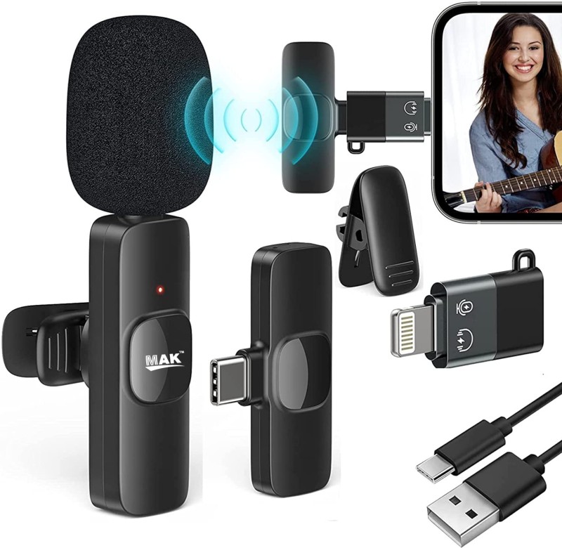 Mak Wireless Lapel For Youtube, Vlogging, Recording For Android/Iphone/Pc Microphone