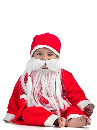 Bookmycostume Santa Claus With Premium Beard Complete Set Christmas Kids & Adults Fancy Dress Costume – Premium 1-2 Years