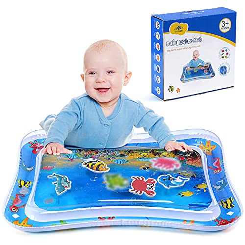 Magifire Tummy Time Baby Water Mat Infant Toy Inflatable Play Mat For 3 6 9 Months Newborn Boy Girl,Blue