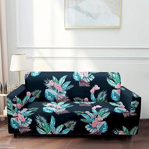 Cortina Single Seater Sofa Cover, Polyster Spandex Stretchable Elastic Sofacover, Printed Design (Black)