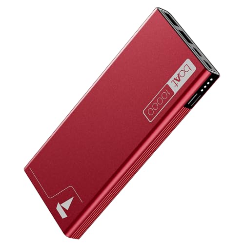 Boat Energyshroom Pb300 Powerbank With 10000Mah Battery, 22.5W Fast Charging, 12-Layer Smart Ic Protection, Led Indicators And Aluminum Alloy Casing(Martian Red)