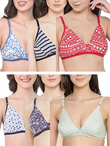 Clovia Women’S Cotton Pack Of 6 T-Shirt Bra Full Coverage Bra (Combrc71740B_Multicolor_40B)