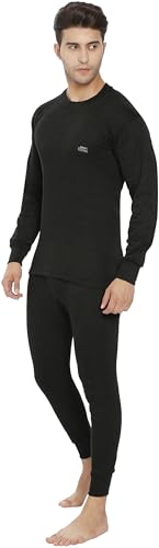 Lux Cottswool Men’S Cotton R-Neck Thermal Set (Black, L- 90Cm)