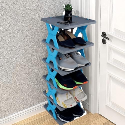 Pm 6 Layer Shoe Rack,Stackable Shoe Storage Organizer For Bedroom Entryway, Adjustable Shoe Rack, Shoe Slots Organizer Shelf, Easy Clean Shoe Tower Rack (Shoe Rack, Plastic, Multicolor) (6 Layer)