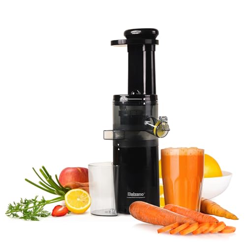 Balzano Cold Press Juicer, Slow Juicer For Fruits & Vegetables, Extract Coconut Milk & Nut Milk Easily, Fruit Juicer Machine, Compact Design, Orange Juice Maker, Vegetable Juicer, Black, 100W