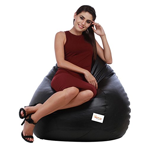 Sattva Faux Leather Classic Xxxl Bean Bag Filled (With Beans)_Black