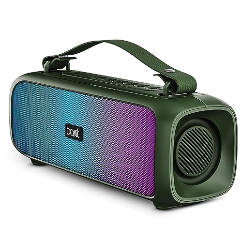 Boat Stone 580 Bluetooth Speaker With 12W Rms Stereo Sound, Led Lights, Up To 8 Hrs Playtime, Tws Feature, Fm Radio, Multi-Compatibility Mode, Ipx4(Pine Green)