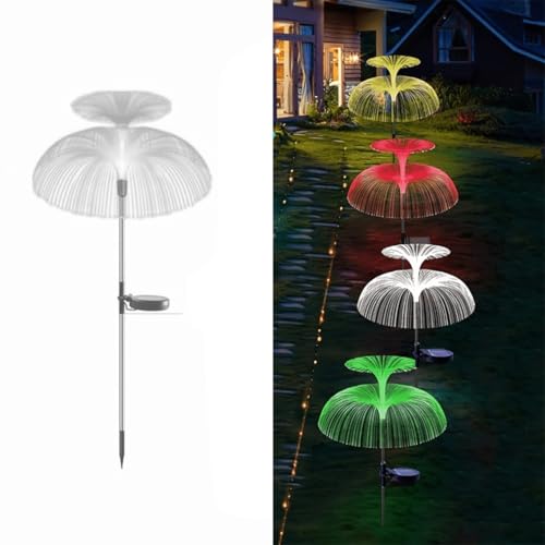 Hardoll Solar Decorative Jellyfish Light 7 Color Changing Fountain Shaped Waterproof Outdoor Home Garden Pathway Lawn Driveway(Double Layer,Pack Of 1)